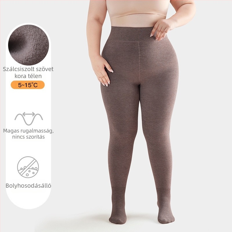 Plusz méretű meleg pamut alakformáló leggings nők számára, hasformázó, szín tejkávé