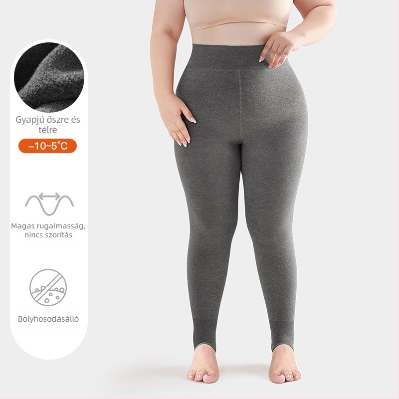 Plusz méretű meleg pamut alakformáló leggings nők számára, hasformázó, szín tejkávé
