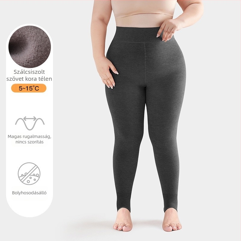 Plusz méretű meleg pamut alakformáló leggings nők számára, hasformázó, szín tejkávé