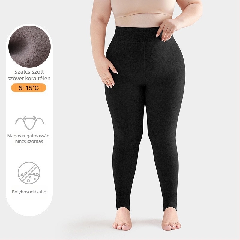 Plusz méretű meleg pamut alakformáló leggings nők számára, hasformázó, szín tejkávé