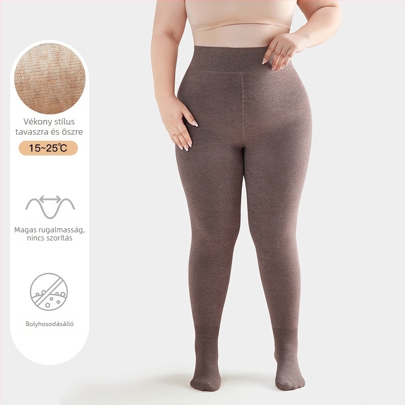 Plusz méretű meleg pamut alakformáló leggings nők számára, hasformázó, szín tejkávé