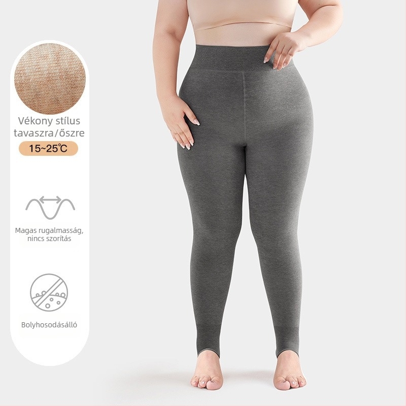 Plusz méretű meleg pamut alakformáló leggings nők számára, hasformázó, szín tejkávé