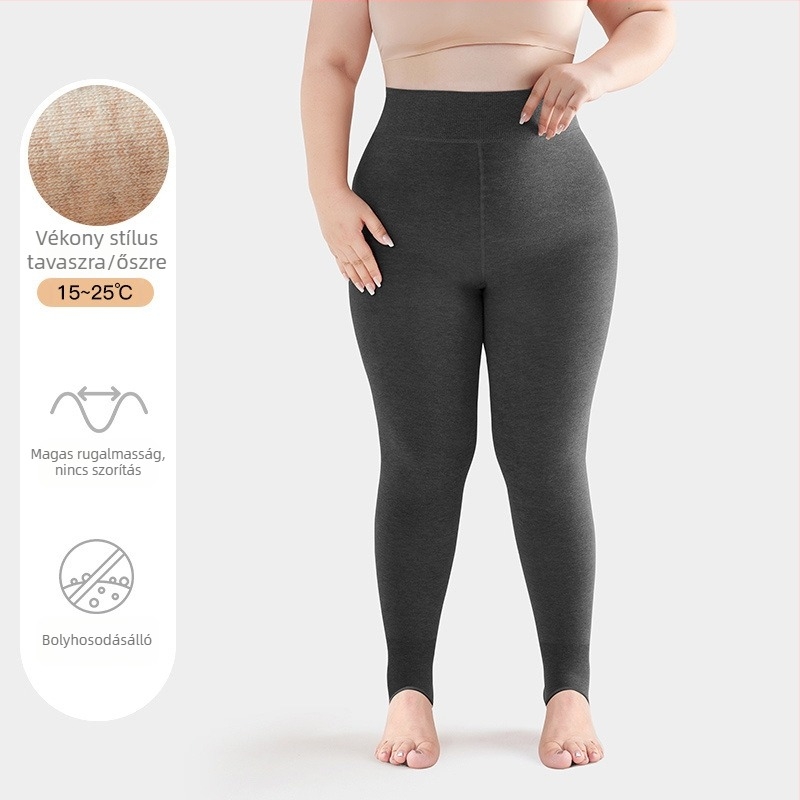 Plusz méretű meleg pamut alakformáló leggings nők számára, hasformázó, szín tejkávé