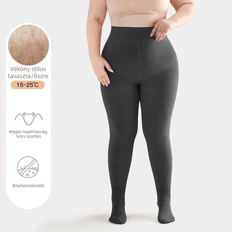 Plusz méretű meleg pamut alakformáló leggings nők számára, hasformázó, szín tejkávé