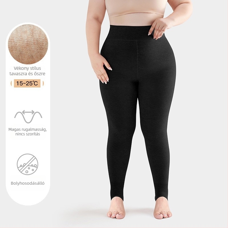 Plusz méretű meleg pamut alakformáló leggings nők számára, hasformázó, szín tejkávé