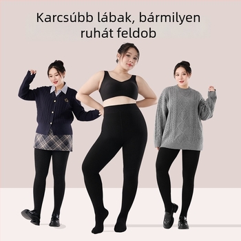 Plusz méretű női leggings őszi-téli időszakra fleece béléssel, vastag, csúszásmentes, külső viselethez, meleg