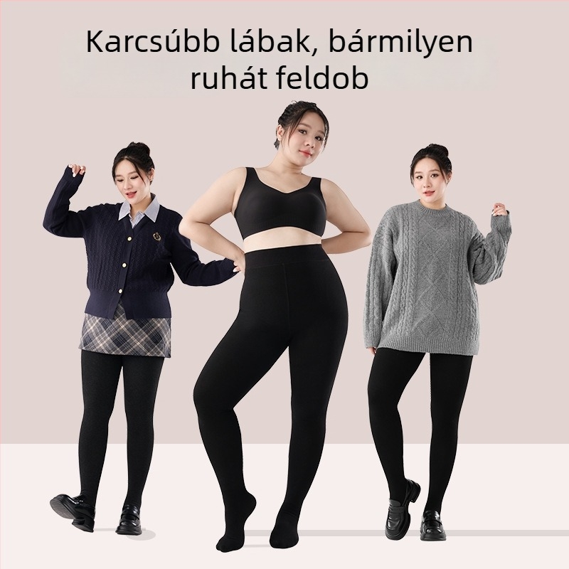 Plusz méretű női leggings őszi-téli időszakra fleece béléssel, vastag, csúszásmentes, külső viselethez, meleg
