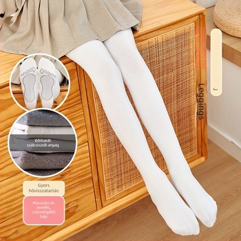 Fésült pamutból készült gyerekeknek őszi–téli fleece-betétes vastag leggings lányoknak 7–12 évesek
