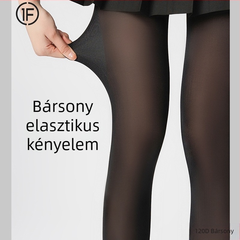 Pluszméret Velvet formázó egyrészes harisnya külső viseletre, őszi-téli, fekete, szexi, tartós, lábakat formázó hatás