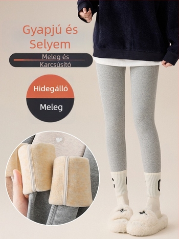 Őszi-téli pamut termo leggings fleece-beléssel, magas rugalmasság, vastag és meleg