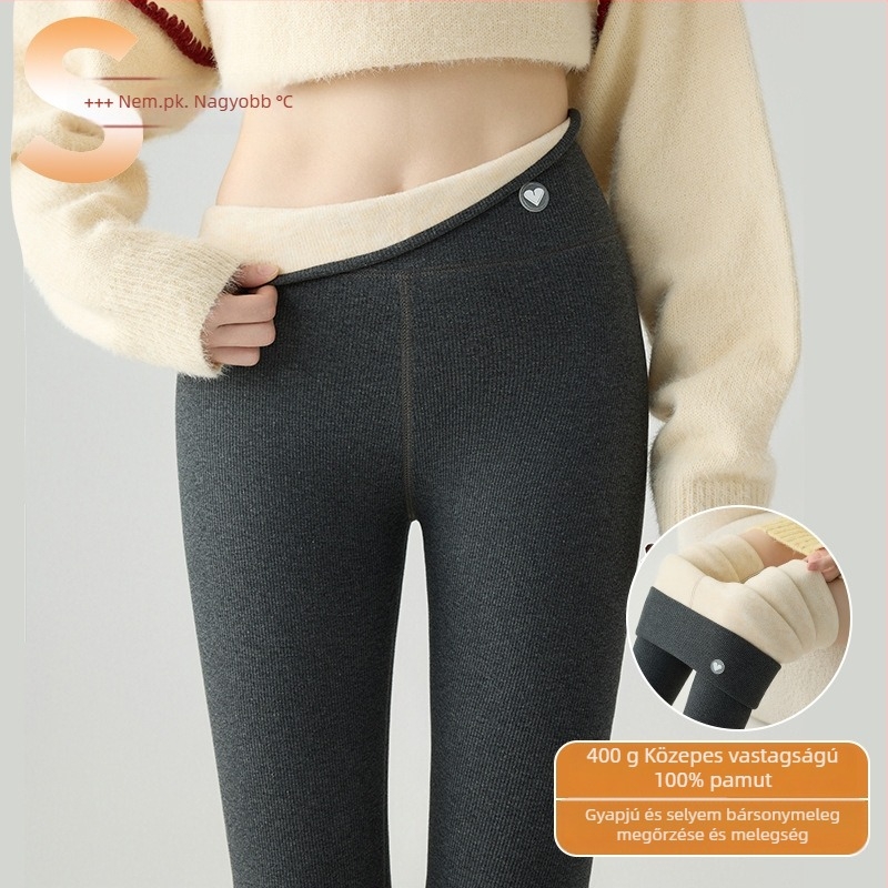 Őszi-téli pamut termo leggings fleece-beléssel, magas rugalmasság, vastag és meleg