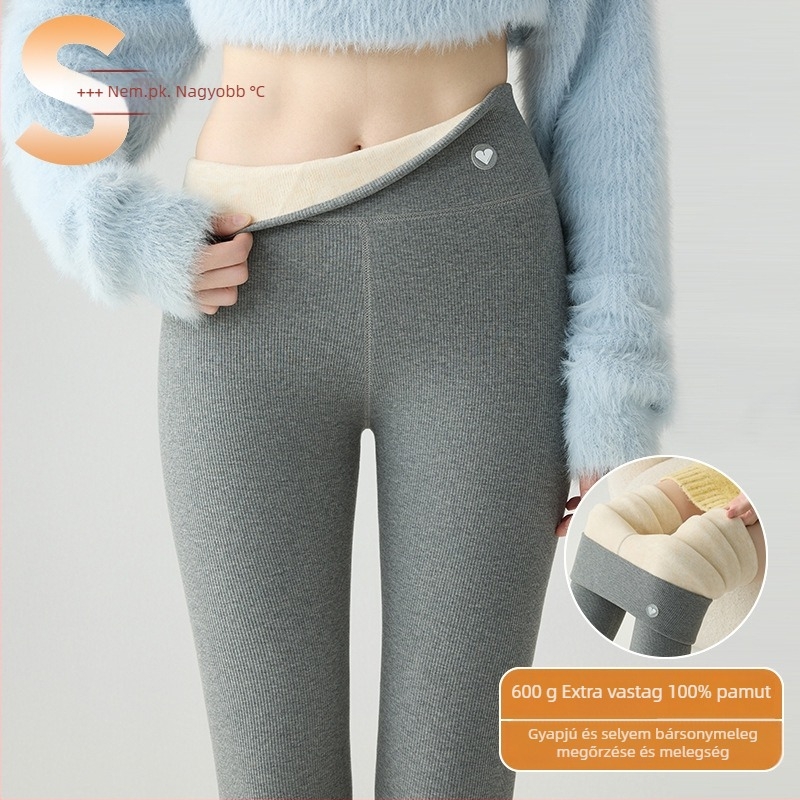 Őszi-téli pamut termo leggings fleece-beléssel, magas rugalmasság, vastag és meleg