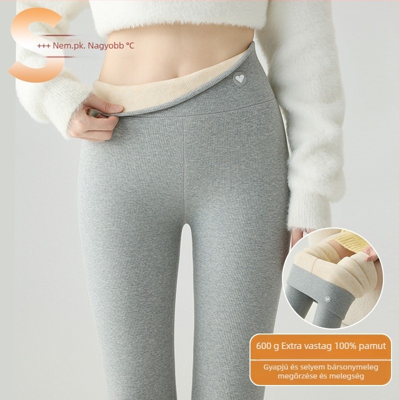 Őszi-téli pamut termo leggings fleece-beléssel, magas rugalmasság, vastag és meleg