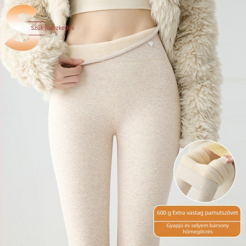 Őszi-téli pamut termo leggings fleece-beléssel, magas rugalmasság, vastag és meleg