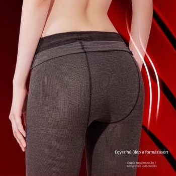 Női fekete fleecével bélelt leggings függőleges csíkokkal, meleg ősz-télre, 7261/7290
