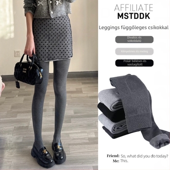 Női pamut bordázott fleece-béléses vastag leggings, meleg és karcsúsító, testformáló, fenékemelő, lábszárig érő