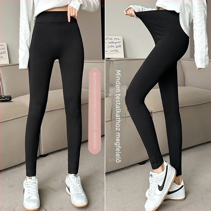Női fekete leggings pamut-modál keverékből, magas elasztikussággal, testhezálló szabás
