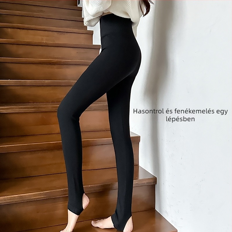 Női fekete leggings pamut-modál keverékből, magas elasztikussággal, testhezálló szabás