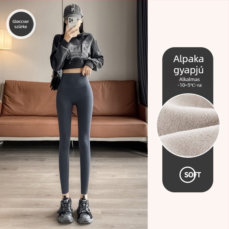 Shark-stílusú leggings, magas derekú, popsiformáló, fleece-béléssel, jóga számára, tavaszra, őszre és télre