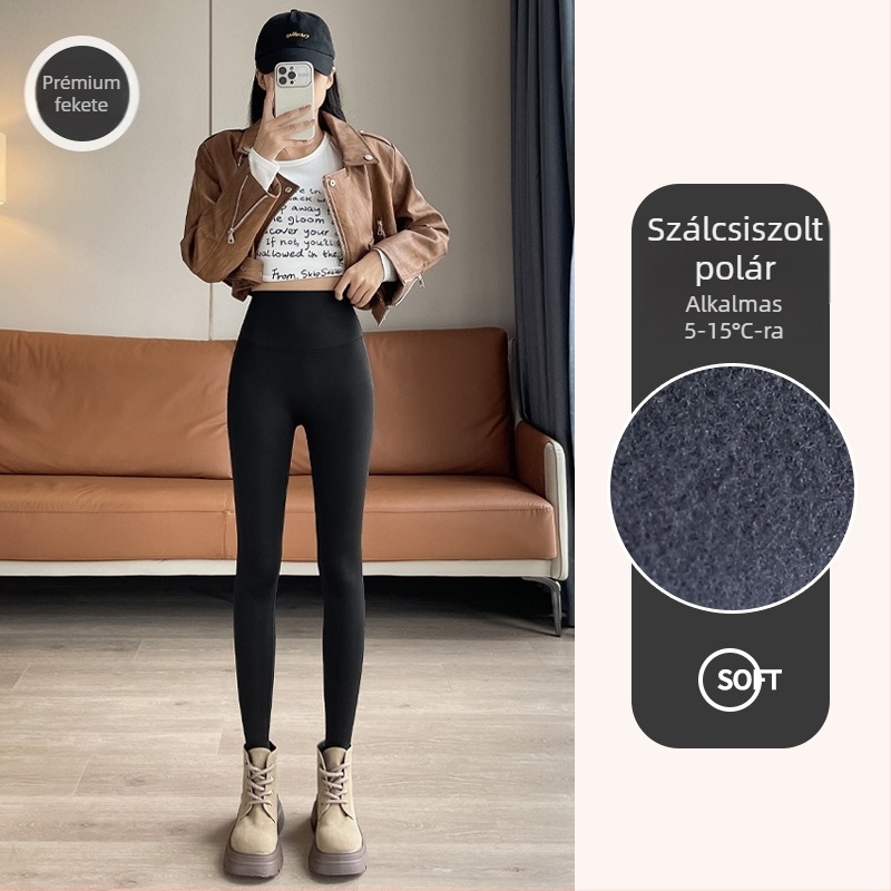 Shark-stílusú leggings, magas derekú, popsiformáló, fleece-béléssel, jóga számára, tavaszra, őszre és télre