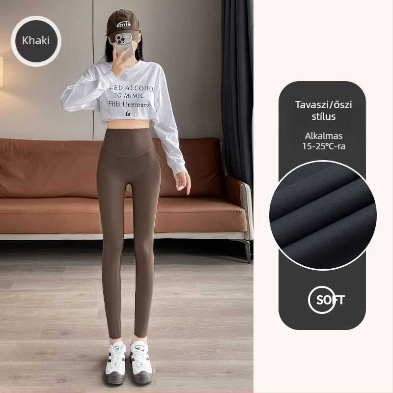 Shark-stílusú leggings, magas derekú, popsiformáló, fleece-béléssel, jóga számára, tavaszra, őszre és télre