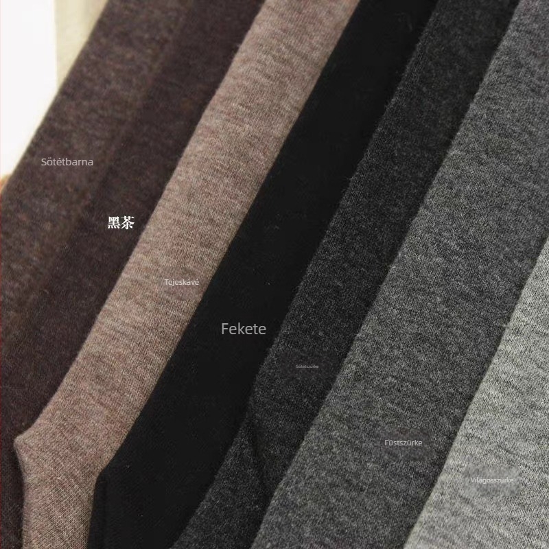 Női sötétszürke fleece-bélelt vastag leggings őszi-téli időszakra, egyszerű kötött, matt felület