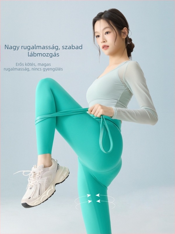 Női jóga leggings, magas derék, lélegző anyag, rövid hossz, nylon-spandex keverék 70–80% nylon, <30% spandex, magas rugalmasság