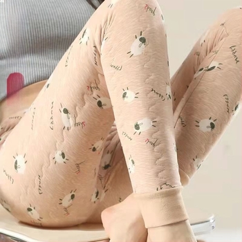 Női selyem-pamut termo leggings, magas derék, fleece béléses, vastag téli nadrág, plusz méret