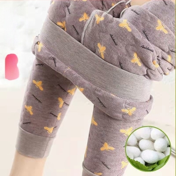 Női selyem-pamut termo leggings, magas derék, fleece béléses, vastag téli nadrág, plusz méret