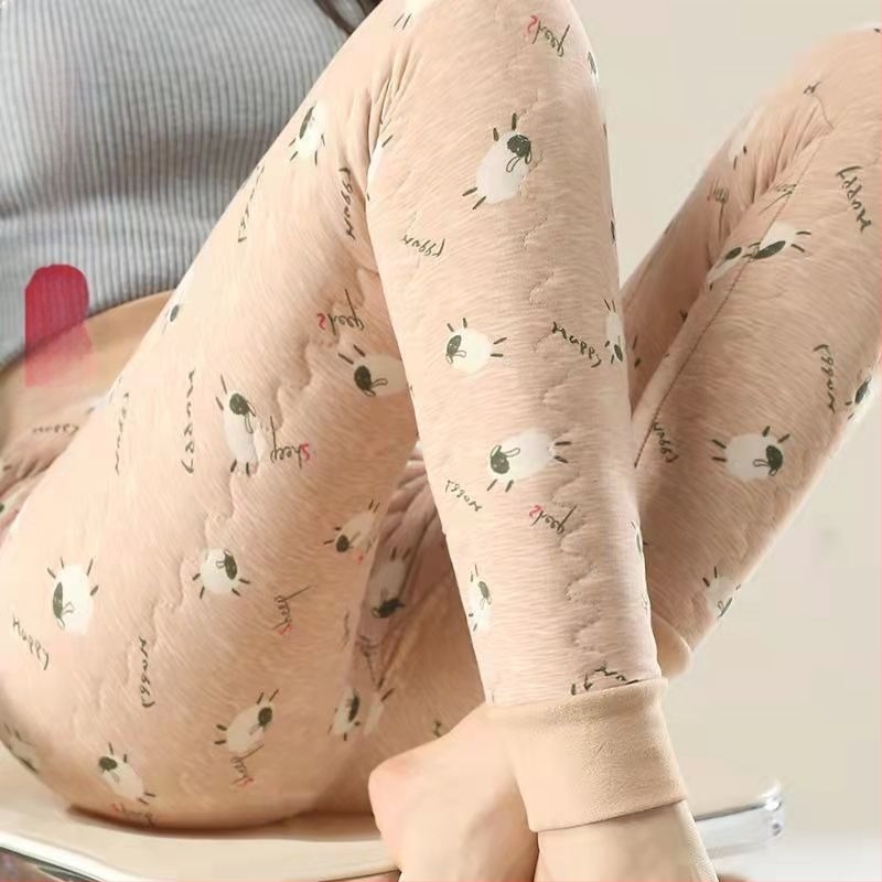 Női selyem-pamut termo leggings, magas derék, fleece béléses, vastag téli nadrág, plusz méret