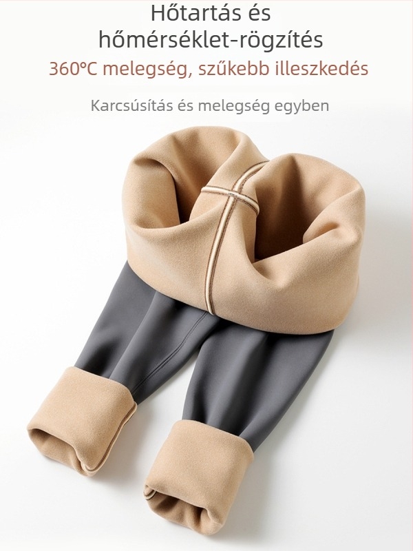 Női téli fleece-beleölt harisnyanadrág, Shark-stílus, magas derék, hasformázó jóga nadrág