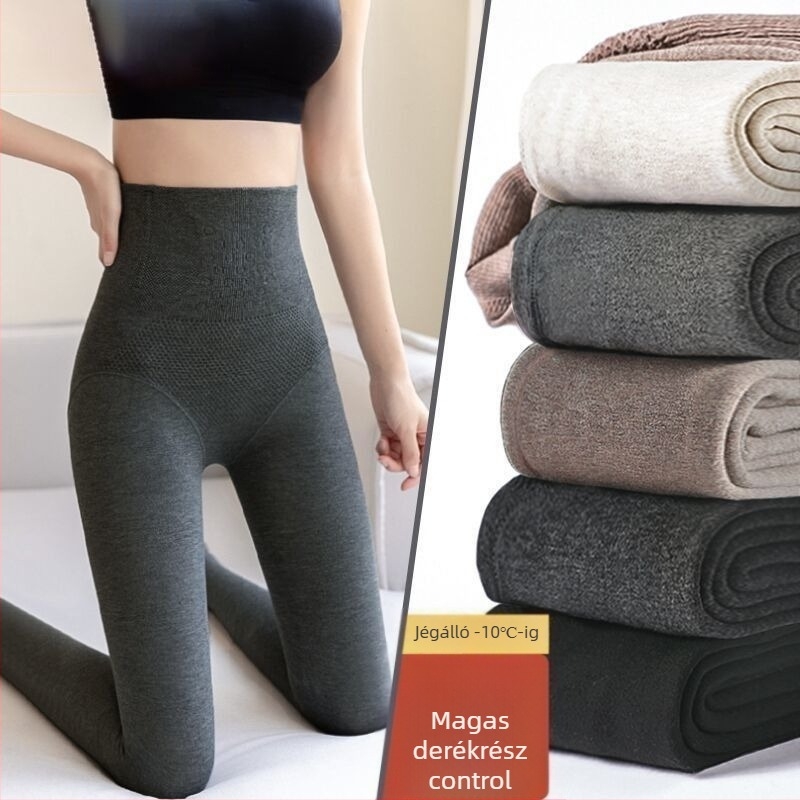 3/4 hosszú, laza szabású leggings, vastagított anyag, velúr nélküli, melegen tartó, egyszínű