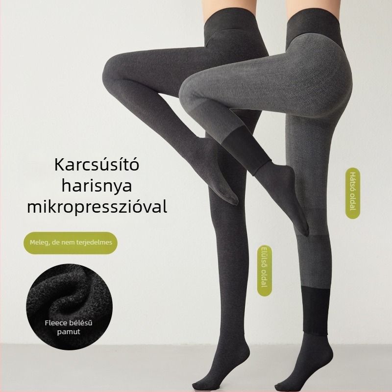 Őszi–téli vastag kompressziós leggings nőknek, magas derekú a has kontrolljáért és a fenék megemeléséért