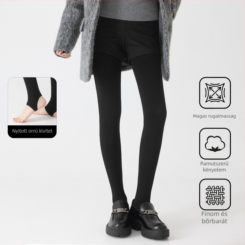 Őszi–téli vastag kompressziós leggings nőknek, magas derekú a has kontrolljáért és a fenék megemeléséért