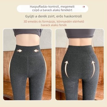 Japán kasmír leggings fleece béléssel, vastag függőleges csíkokkal, magas derékkal, hasformázó hatás, őszi–téli viselésre