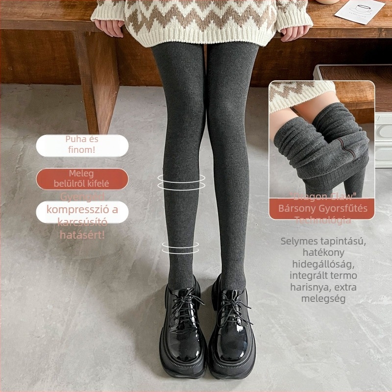 Japán kasmír leggings fleece béléssel, vastag függőleges csíkokkal, magas derékkal, hasformázó hatás, őszi–téli viselésre