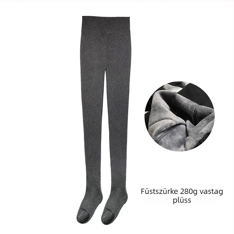 Gyapjú keverék harisnya fleece béléssel, vastag, meleg őszi-téli időszakra, lábfejes, karcsúsító hatás