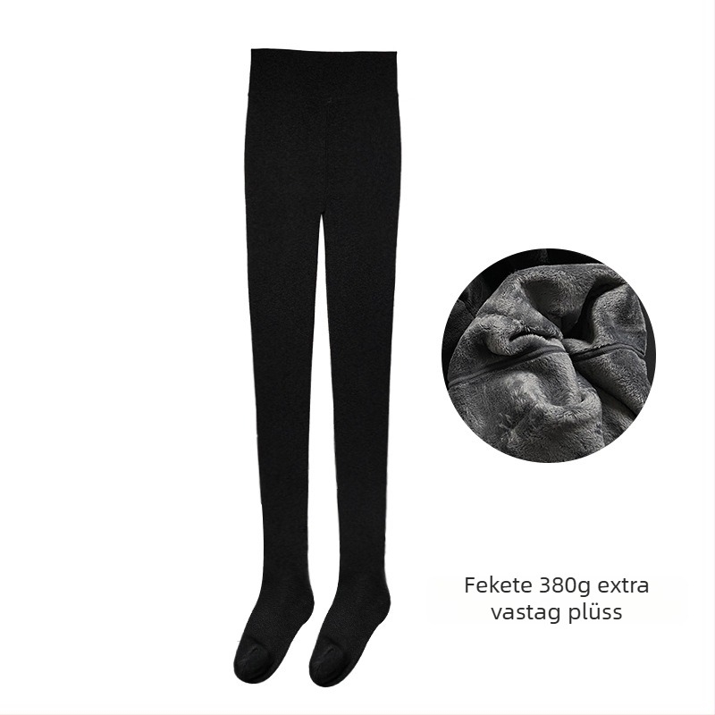 Gyapjú keverék harisnya fleece béléssel, vastag, meleg őszi-téli időszakra, lábfejes, karcsúsító hatás