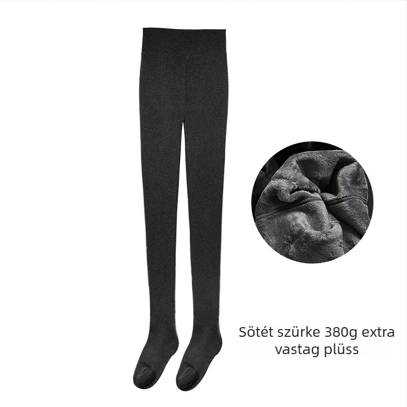 Gyapjú keverék harisnya fleece béléssel, vastag, meleg őszi-téli időszakra, lábfejes, karcsúsító hatás