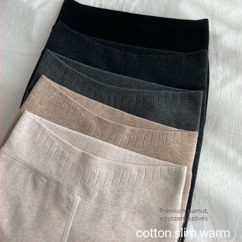 350 g sima pamut alapleggings fleece-béléssel téli sötétszürke, vastag