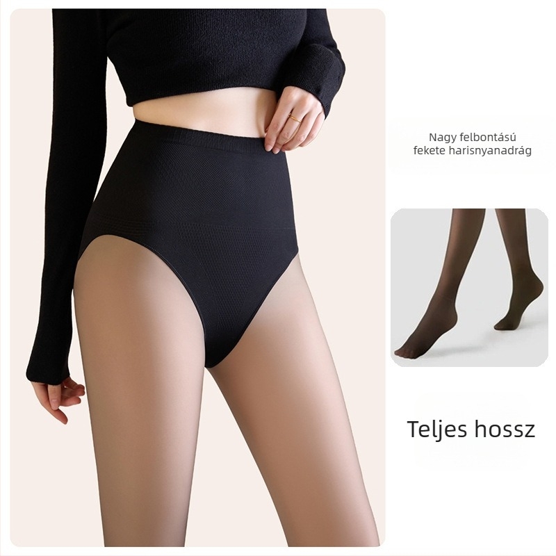 Nylon harisnya magas derekú, melegen bélelt, hasformázó, csúszásmentes ágyéktájék, bőrtónusú átlátszó, teljes lábfej