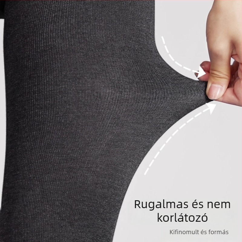 Szürke finom csíkos termo harisnyák nőknek, magas derék, hasformázó, meleg, tavasz–ősz