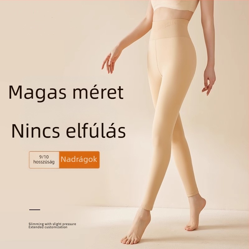 9/10 hosszúságú varrat nélküli, magas derekú leggings fleece-béléssel tavaszra, őszre és télre