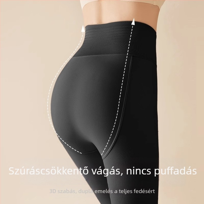 9/10 hosszúságú varrat nélküli, magas derekú leggings fleece-béléssel tavaszra, őszre és télre