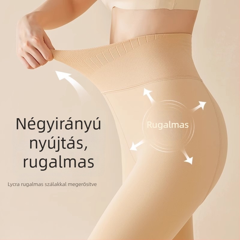 9/10 hosszúságú varrat nélküli, magas derekú leggings fleece-béléssel tavaszra, őszre és télre