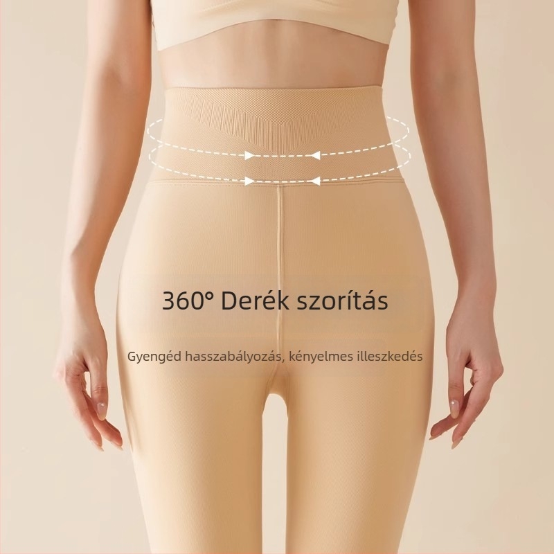 9/10 hosszúságú varrat nélküli, magas derekú leggings fleece-béléssel tavaszra, őszre és télre