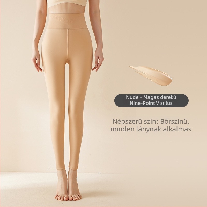 9/10 hosszúságú varrat nélküli, magas derekú leggings fleece-béléssel tavaszra, őszre és télre
