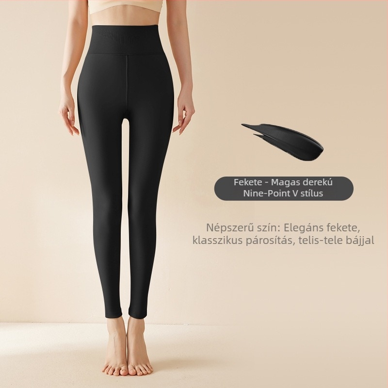 9/10 hosszúságú varrat nélküli, magas derekú leggings fleece-béléssel tavaszra, őszre és télre