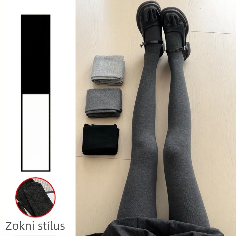 Női kötött pamut leggings fleece-béléssel, őszi-téli, vastag, testhezálló szabású, 50–70% pamut, nylon <30%