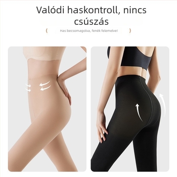 Női magas derekú leggings tavasz–őszre, hosszú, vékony, kompressziós hatás, csúszásmentes, fleece-béléssel, meleg
